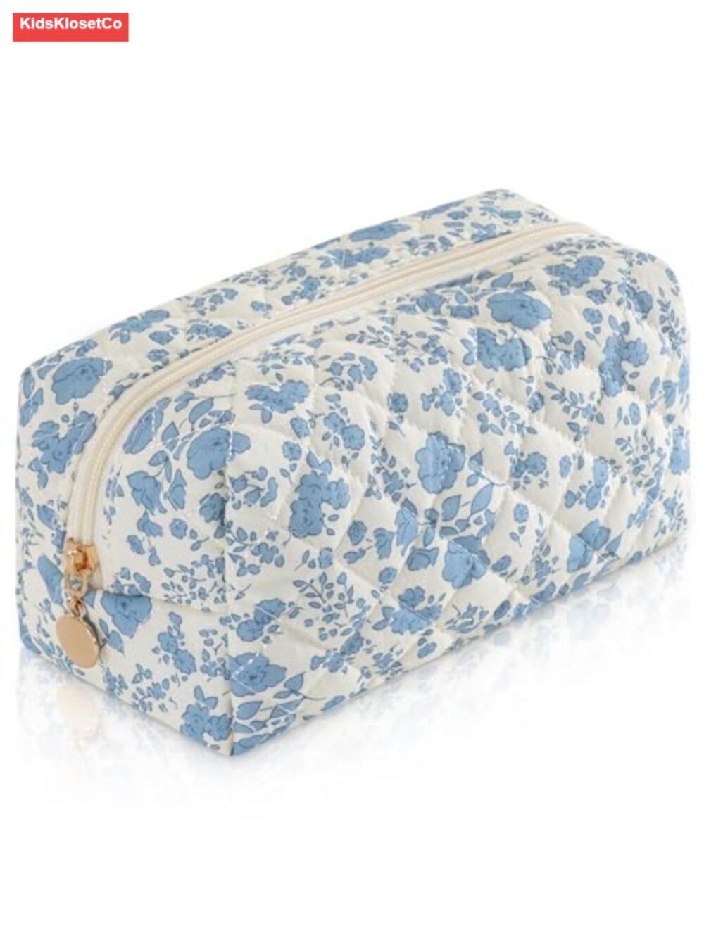 Small Quilted Cotton Makeup Pouch Travel Toiletry Bag Cute Clutch Pencil Case